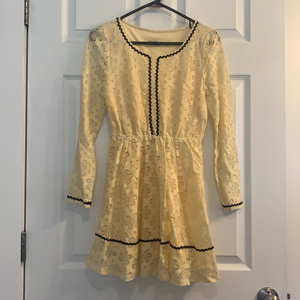 Ruidiya Yellow Lace Floral Dress